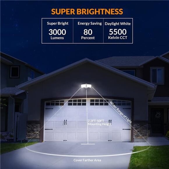 2 Pack LED Security Light Outdoor Flood Light Fixture with 2 Adjustable Head - Picture 4 of 6